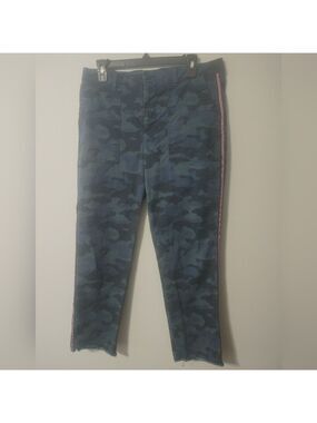Gap Womens Pants Blue Size 8 Girlfriend Khaki Camo Cotton Blend Pink Stripe